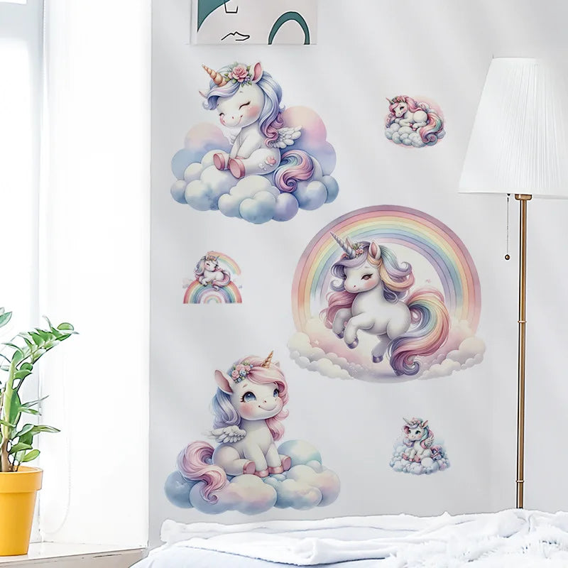 Unicorn Decorative Vinyl Child Wall Stickers For Baby Girl Room Decor Adhesive Wallpaper Bedroom Accessories Wall Art Room Decor