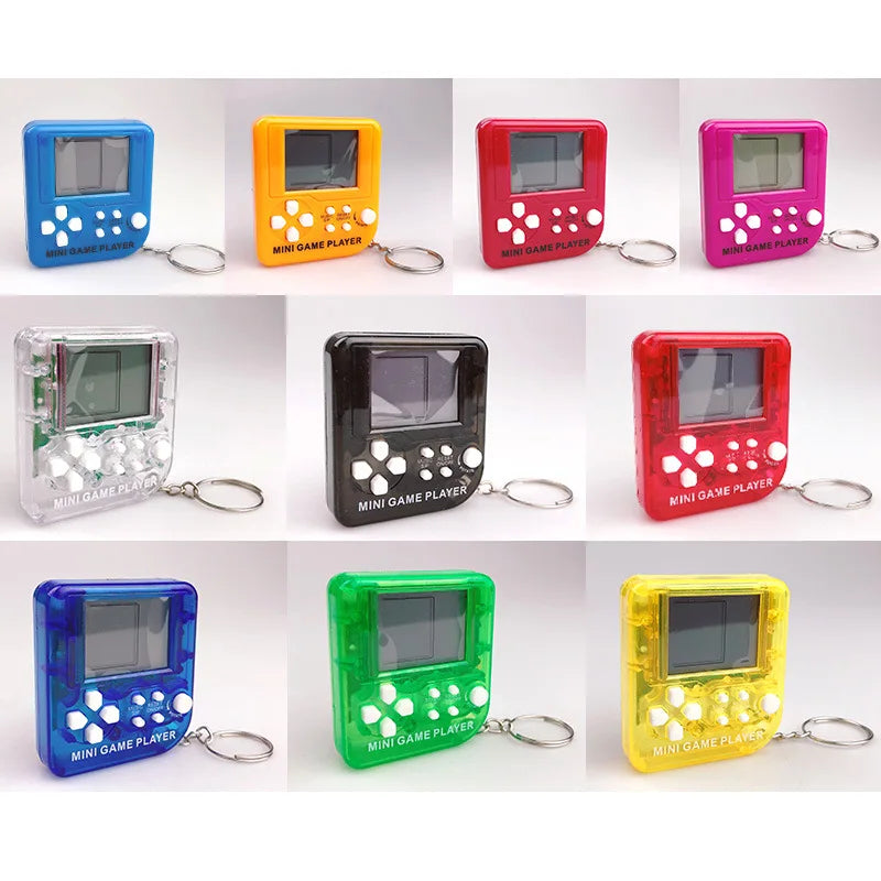 Mini Handheld Game Players Machine Pocket Game Console Built-in 23 Games Use for Key Chain Ring Holder Kids Gift