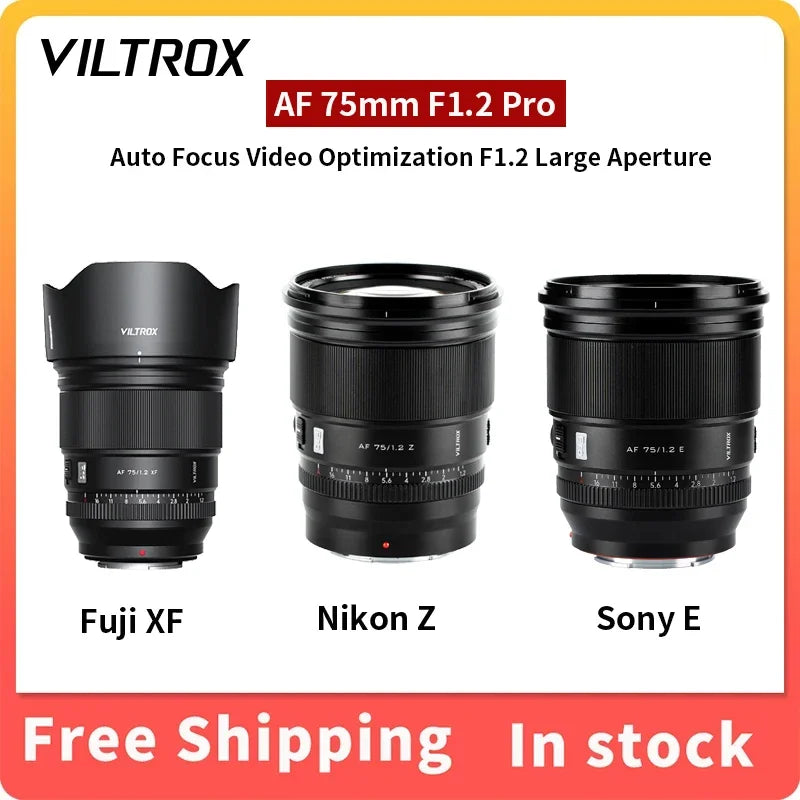 VILTROX 75mm F1.2 Fuji X Lens Auto Focus Large Aperture Portrait APS-C for Fujifilm XF Mount Camera X-T4 T100 X-H2S X-T30 X-Pro3