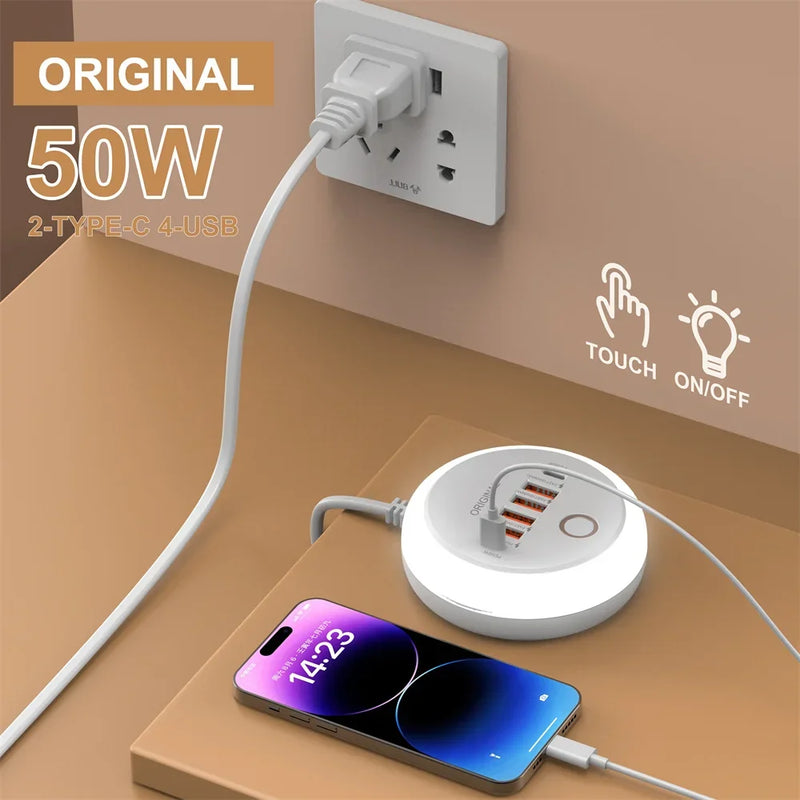 50W Power Strip Multi Port USB C Socket Type C Fast Charging Wall Charger USB Adapter For iPhone12 13 Quick Mobile Phone Charger