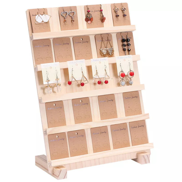 Wood Earrings Bangle Display Stand 2/3/4/5 Layers Shelf Mobile Phone Wallet Holder Detachable Vertical Simple Fram