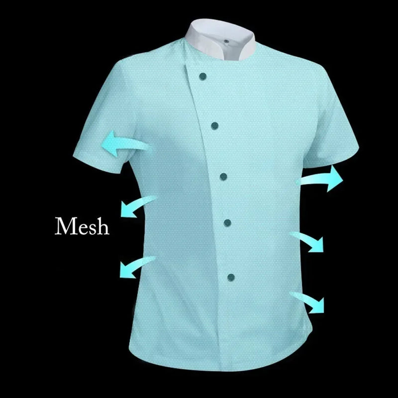 Hotel Short Logo Baker Mesh T-shirt Restaurant Waiter Work Uniform Cook Clothes Coat Breathable Sleeve Chef