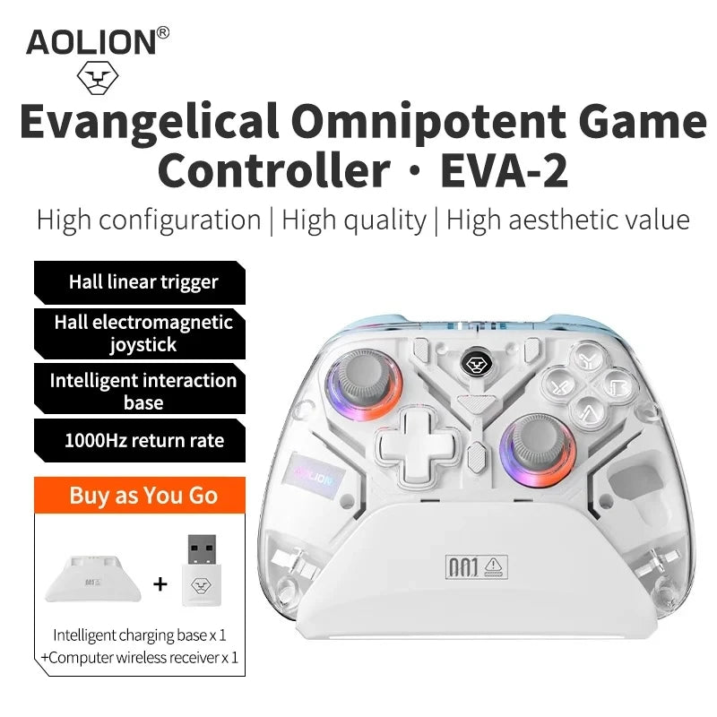 Aolion K10 RGB Wireless Gaming Controller With Charging Dock Gamepad Hall Effect Joystick Trigger For Nintend Switch/PC/Phone