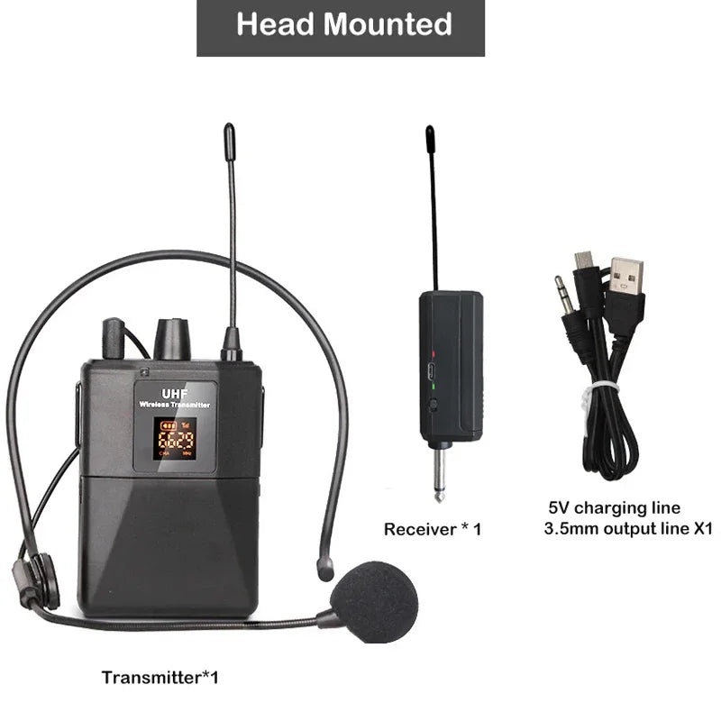 UHF Wireless Headset Microphone with Transmitter Receiver LED Digital Display Bodypack Transmitter for Teaching Live Performance