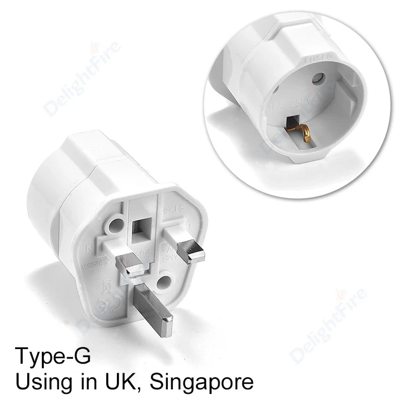 UK Plug Adapter Korea KR Euro European EU To UK British Travel Adapter 3Pin Plug Type G EU AC Converter Socket Power Adaptor