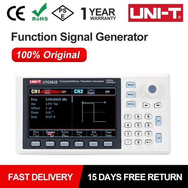 UNI-T UTG932E UTG962E Function Signal Generator 30Mhz 60Mhz Dual Channel Frequency Sine Wave Arbitrary Waveform Generator