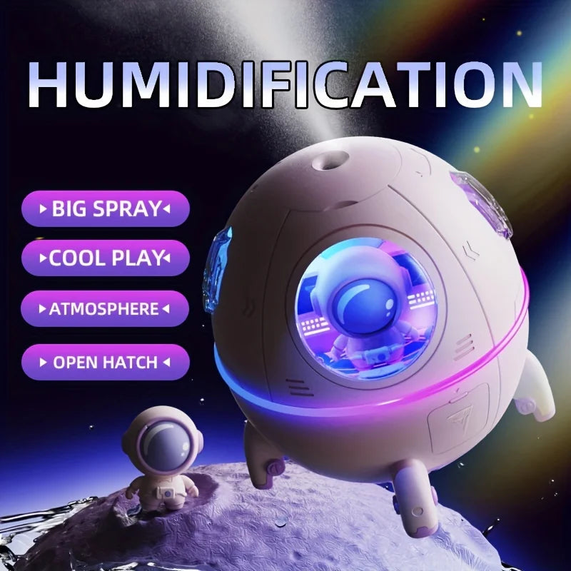 Portable Mini Air Humidifier with LED Light 220ml USB Cool Mist Space capsule Aroma Essential Oil h2o Diffuser Astronaut