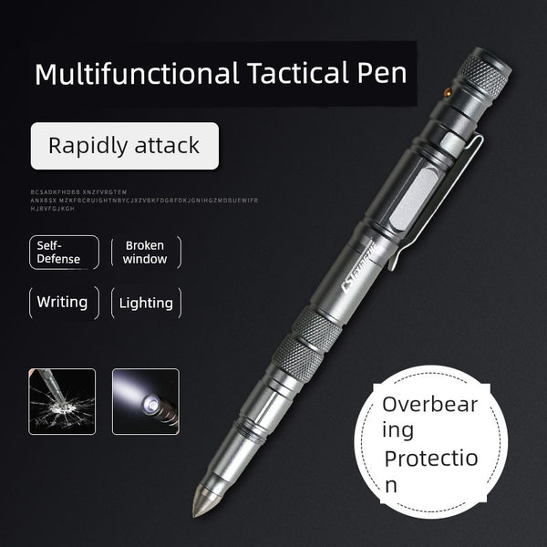 Multifunctional Defense Tactical Pen Tungsten Steel Broken Window Girl Self-Defense Anti-Wolf Bright LED Flash Outdoor Portable Equipment