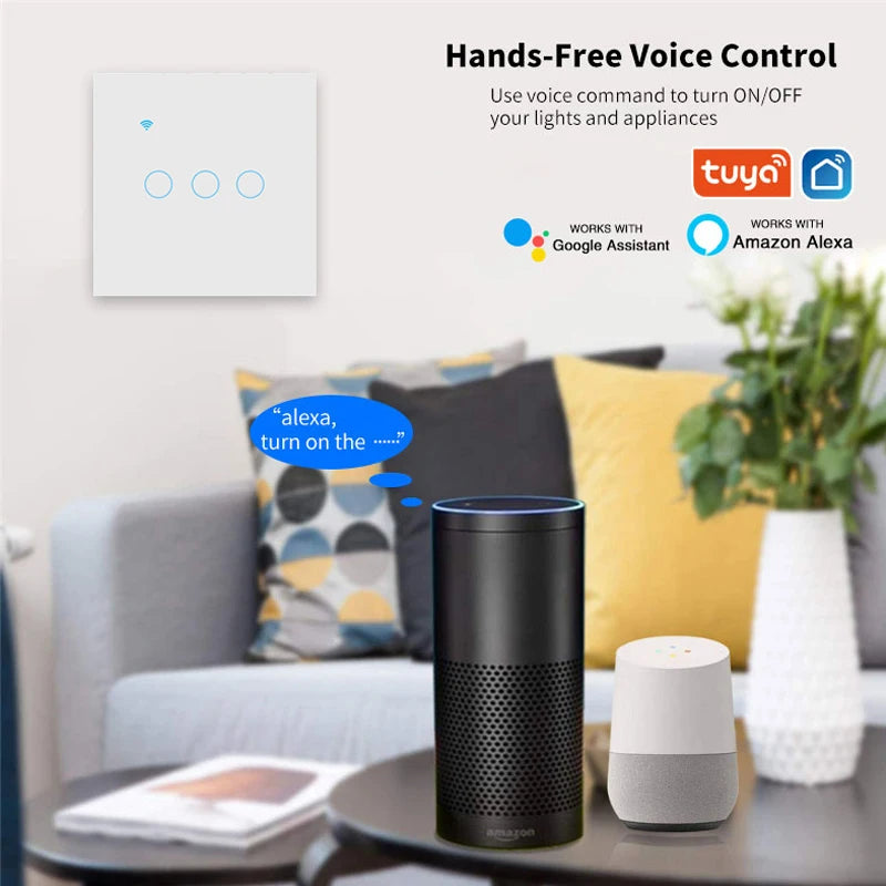 UBARO EU Standard 2 Way Wifi Smart Wall Switch Multi Control Voice Timer Sharing Function Works With Tuya App Home Improvemet