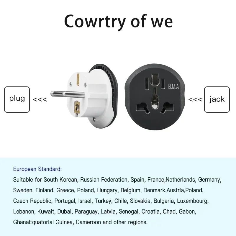 3/5/7 PCS EU Plug Adapter Universal 16A EU Converter 2 Round Pin Socket AU UK CN US To EU Wall Socket AC 250V Travel Adapter