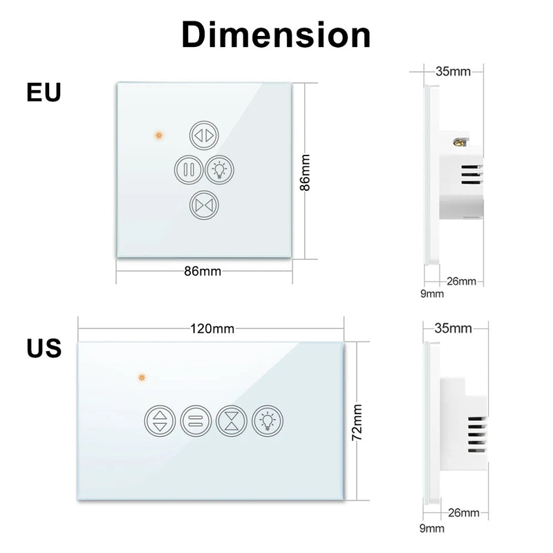 QCSMART Tuya WiFi Window Curtain Light Switch for Roller Shutter Blinds Remote Control by Smart Life Google Home Alexa App