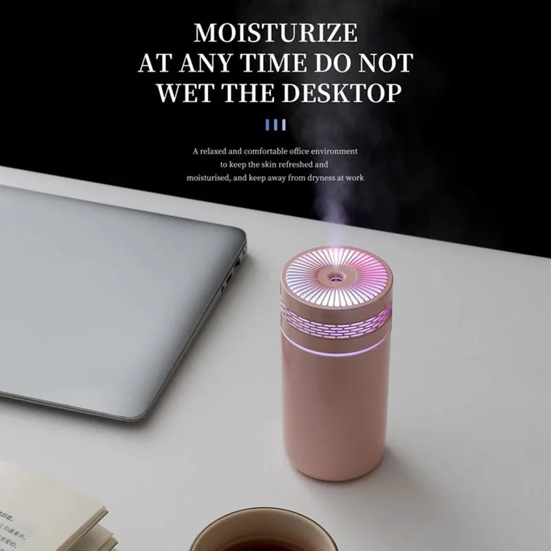 250ML Car Air Humidifier Portable Mini Spray Mist Humidifier with LED Light USB Powered Essential Oil Difffor Bedroom and Travel