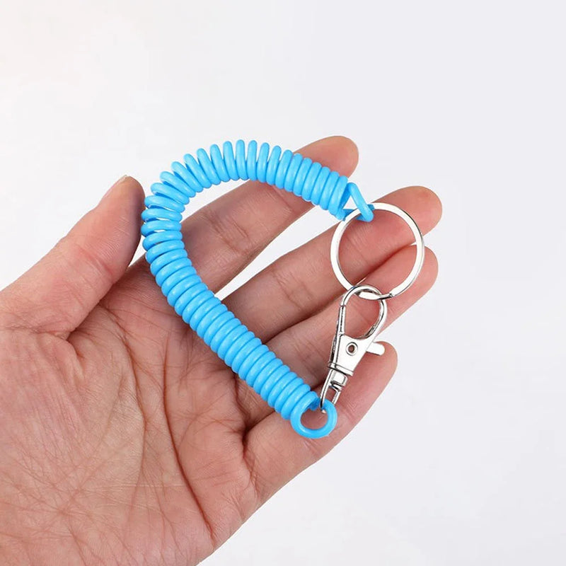 Colourful Retractable Spring Coil Keychain Anti-Lost Stretch Cord Safety Keyring With Metal Lobster Clasp For Girls Phone Wallet