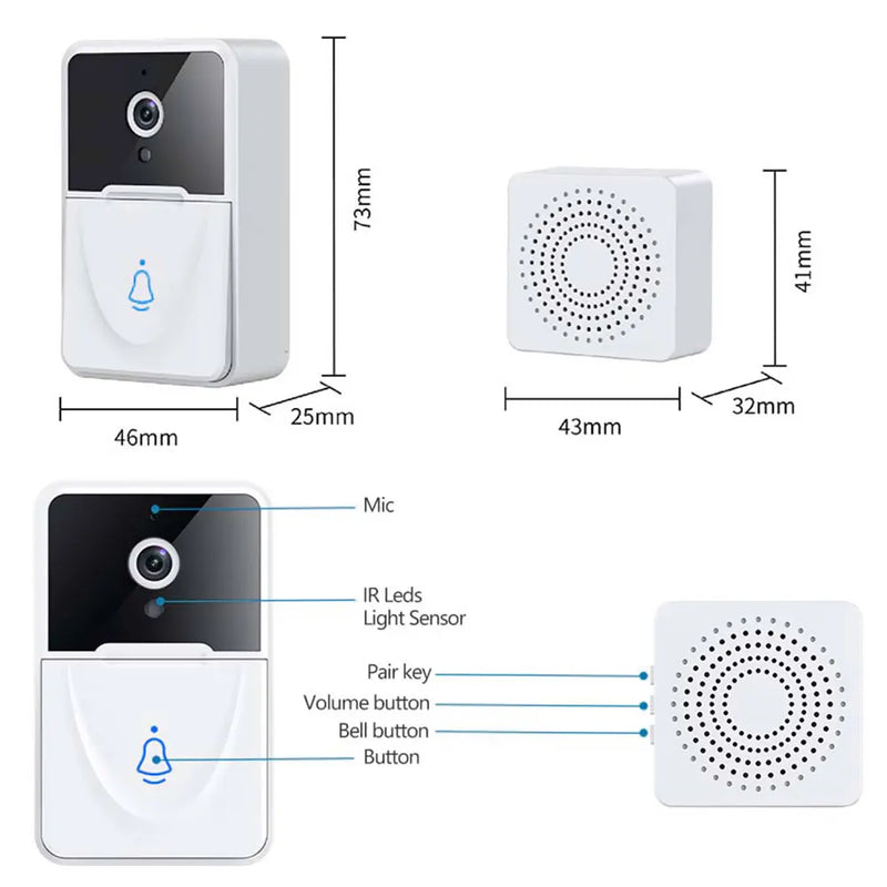 X3 Wireless WiFi Outdoor Doorbell HD Camera Security Door Bell Voice Change Night Vision Video Intercom Home Monitor Door Phone