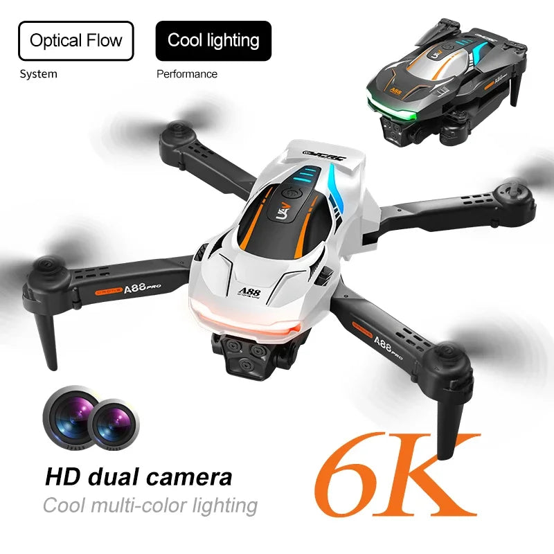 2024 New A88 Pro Drone Folding Single Camera Fixed Height/Dual Camera Optical Flow Drones 6K HD Aerial Photography Dron