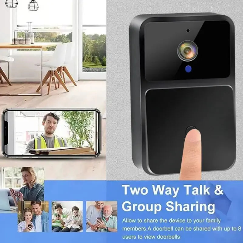 WIFI Video Doorbell Camera Night Vision HD Wireless Smart Home Security Battery Door Bell Two Way Intercom Voice Change For Home