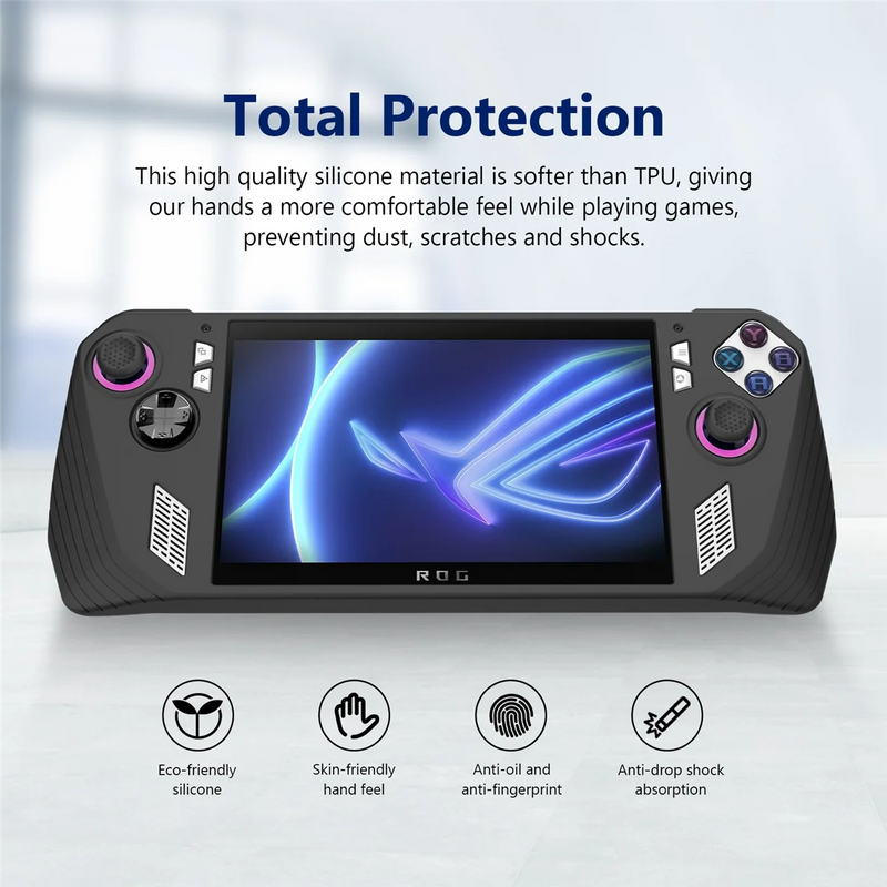 For ROG Ally Handheld Game Console All-Inclusive Silicone Protective Case Handheld Anti-Drop Protective Case,Black