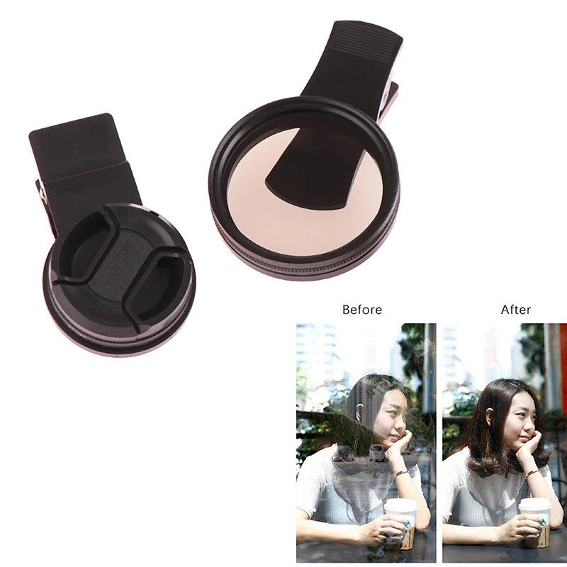 Universal Portable Professional Phone Polarizer Wide Angle Lens With Clip 37/52MM CPL Filter Circular Camera Black Accessories