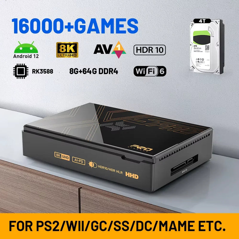 Kinhank Super Console X5 PRO Retro Video Game Console RK3588 8GDDR4 with 4T HDD 16000+ Games Plug and Play for PS2/PS1/SS/DC/N64