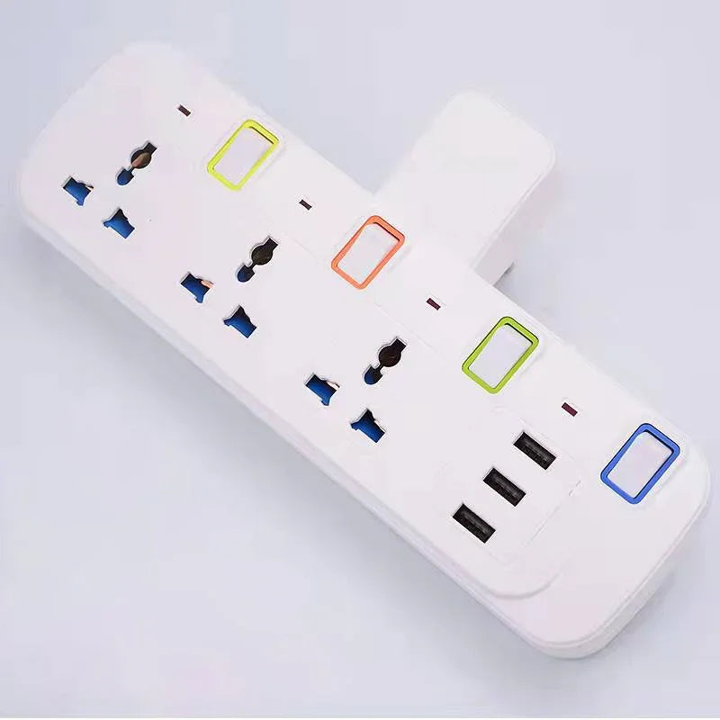 UK EU Plug Multi-Function Extension Socket with 3 USB Ports Wireless Power Strip Universal Jack Converter Adapter