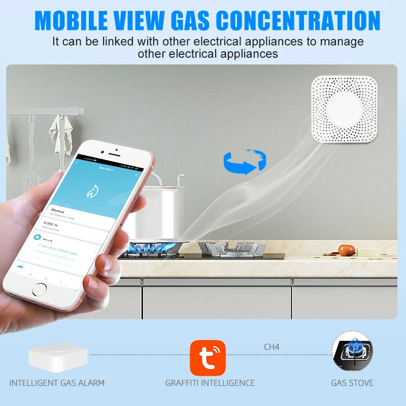 Tuya WIFI/ZigBee Carbon Monoxide Sensor Gas Leak Detector Household Gas Sensor With Gprs Home Alarm Natural Gas Leak Sensor