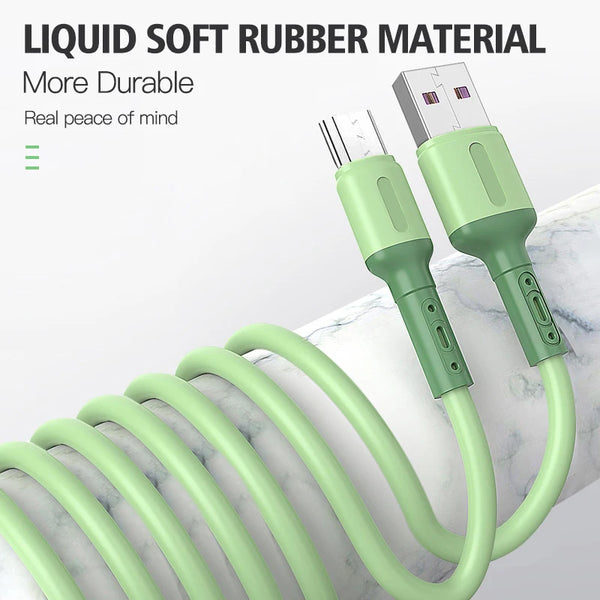 Micro USB Cable 3A Fast Charging Liquid Soft Silicone Cable For Samsung S6 Xiaomi Huawei Android Mobile Phone Data Cord