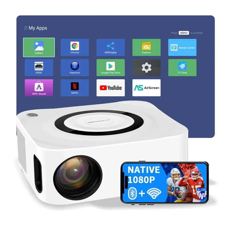 Vivicine Y9 Mini LED 1080P Video Projector, Portable, 5G, WiFi, Smart Home Handheld, Full HD, Android 11 Game Beamer