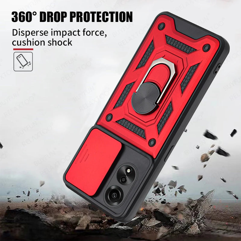 OppoA78 Case Ring Holder Push Window Armor Phone Cover For Oppo A78 A 78 78A 4G Soft Shockproof Bumper Shell 6.43inches CPH2565