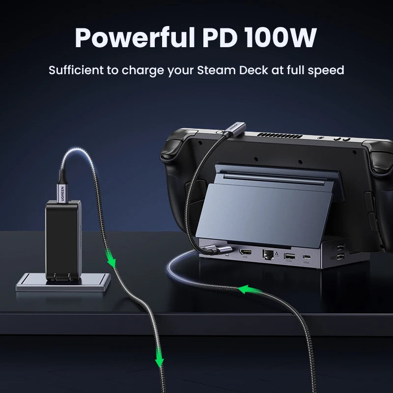 (RU Special) UGREEN Revodok Steam Deck Dock 9-in-1 USB-C to 4K60Hz 10Gbps USB-A&C 1000Mbps RJ45 PD100W for Game Console ROG X