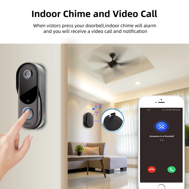 Smart Home WiFi Video doorbell Security Intercom Door bell Camera Outdoor Wireless WiFi Doorbell 2-Way Audio Night Vision