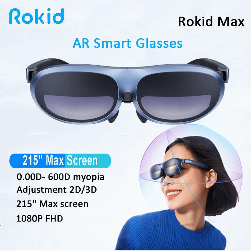 Rokid Max AR 3D Smart Glasses Micro OLED 215”Max screen 50° FoV Viewing For Phones/Switch/PS5/Xbox/PC VR All-in-One