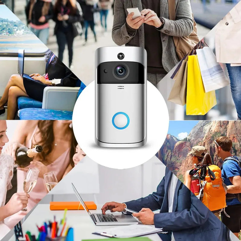 720P Tuya Doorbell Camera WiFi Smart Home Video Door Bell Wireless 2-Way Audio PIR Motion Detection Security Home Doorbell