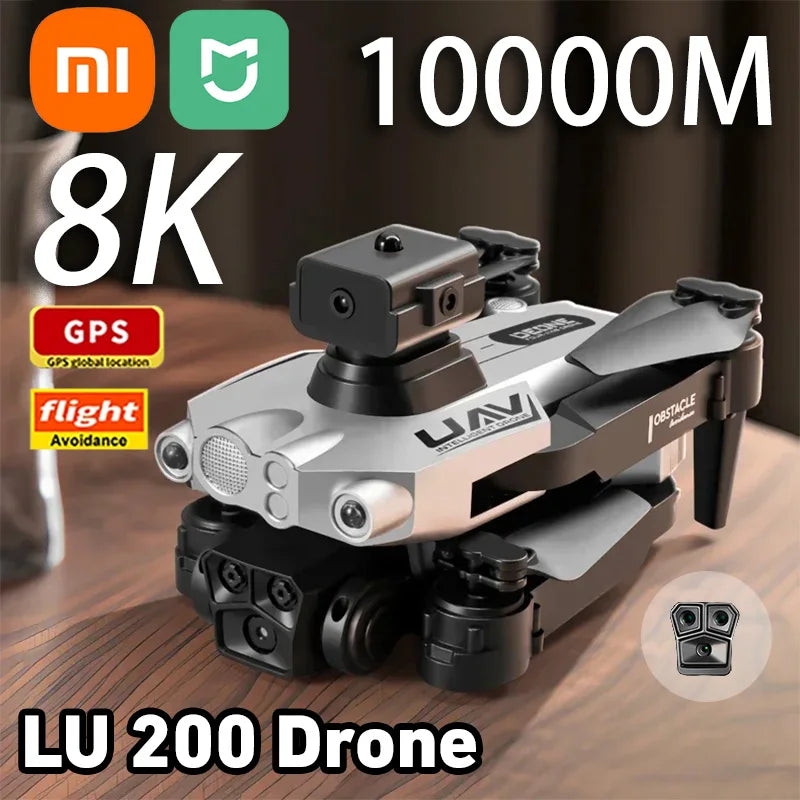 Xiaomi Lu200 Drone Gps 8k Hd Triple Camera Aerial Photography Wifi Optical Localization Automatic Obstacle Avoidance Drone 2024