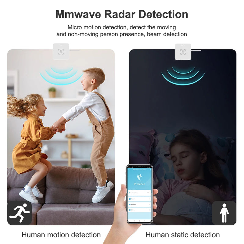 Tuya WiFi /Zigbee Human Presence Detector Smart Human Body PIR Sensor MmWave Radar Microwave Motion Sensor Intensity Detect DC5V