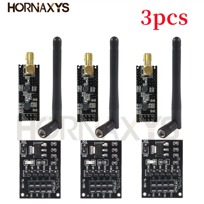 5pcs NRF24L01+PA+LNA Wireless Transceiver RF Transceiver Module 2.4G 1100m with Antenna and NRF24L01+ Breakout Adapter with 3.3V