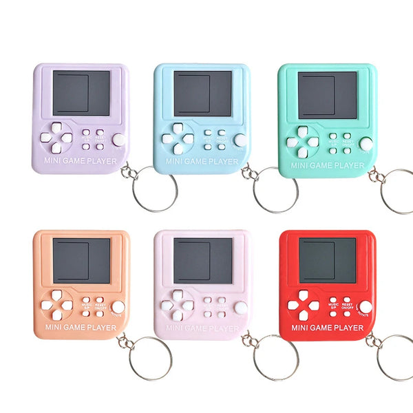 Mini Handheld Game Players Machine Pocket Game Console Built-in 23 Games Use for Key Chain Ring Holder Kids Gift