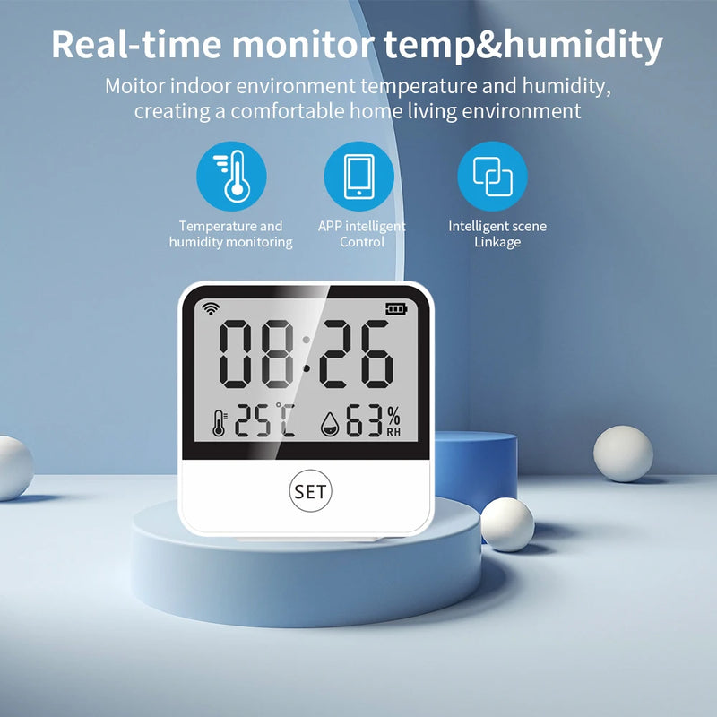 Tuya WIFI Temperature And Humidity Sensor Support Alexa Google Assistant Smart Indoor Hygrometer Thermometer With LCD Display