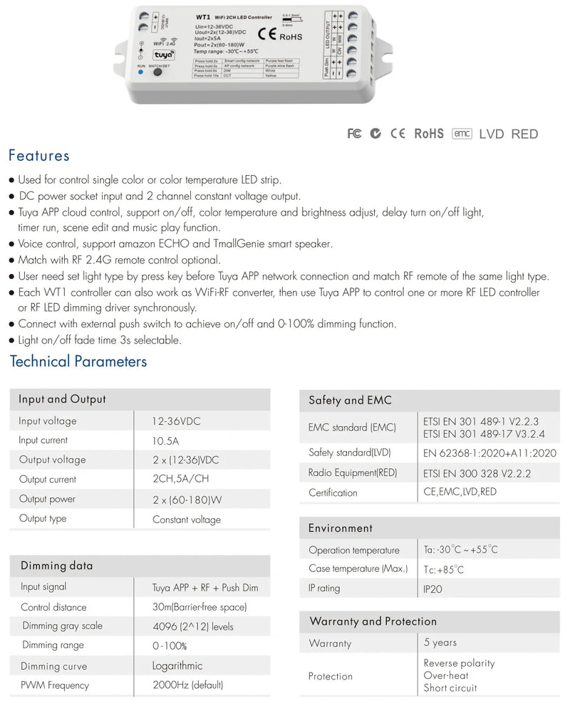 24V Tuya Wifi CCT COB LED Strip Light 3500K-6500K 3Colors RA90 608LED/m LED Bar 2.4G RF Touch Remote Smart Life for Alexa Google