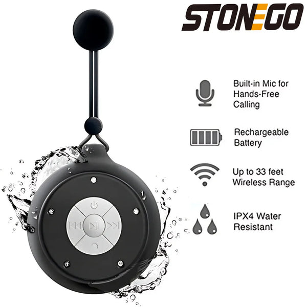 Portable Wireless Bluetooth Speaker, Mini Outdoor Speaker with Suction Cup, Waterproof for Bathroom