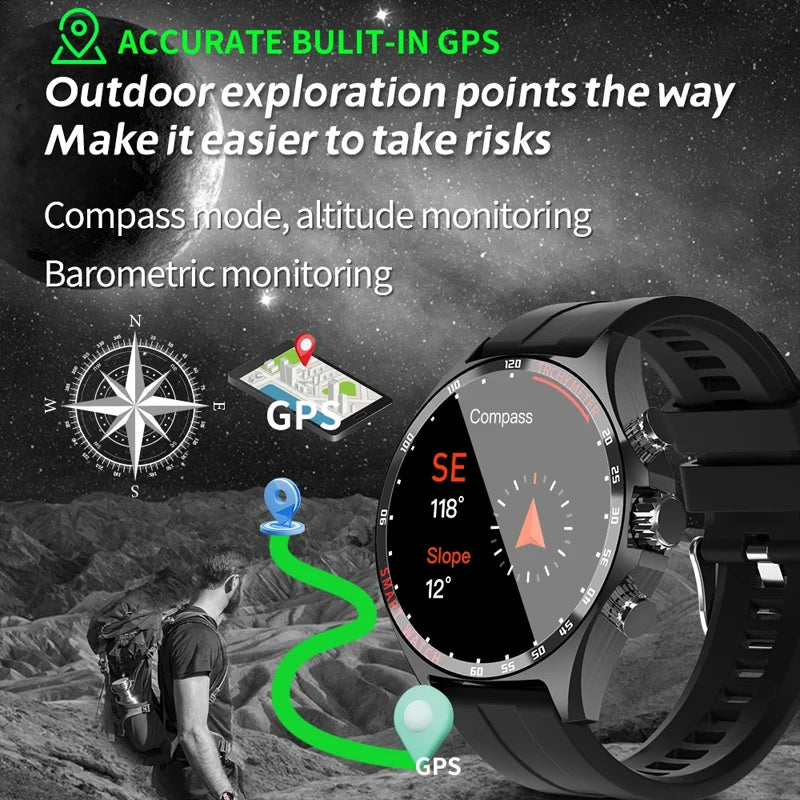 New Outdoor Smart Watchs Men Sport Fitness GPS Tracker Compass Bluetooth Call Heart Rate Health Smartwatch for Huawei Xiaomi