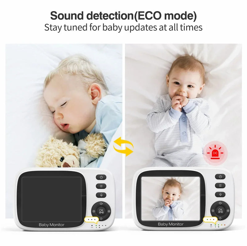 BabyStar 3.2Inch Wireless Video Baby Monitor With Lullabies Auto Night Vision Two Way Intercom Temperature Monitoring Babysitter