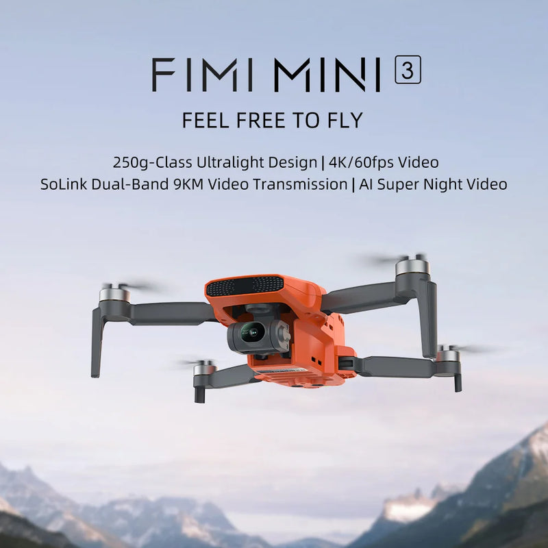 FIMI MINI 3 2024 New 4K 60fps AI Night Video 9km range 3-axis Gimbal Camera Drones 249g Ultralight design Mini Smart Drone dron