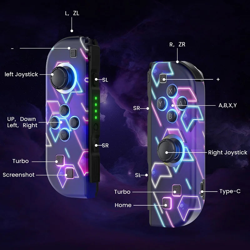 Flash Colored Pattern For Switch/Phone/PC Bluetooth Wireless Game Controller Console Controls Gamepad Vibration - No Strap