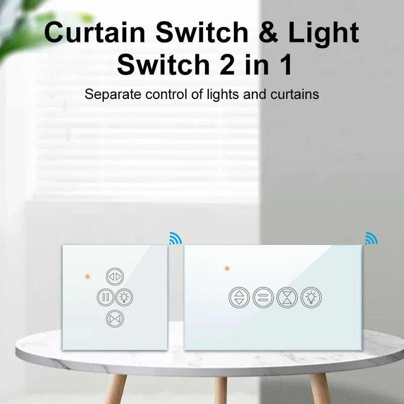 QCSMART Tuya WiFi Window Curtain Light Switch for Roller Shutter Blinds Remote Control by Smart Life Google Home Alexa App