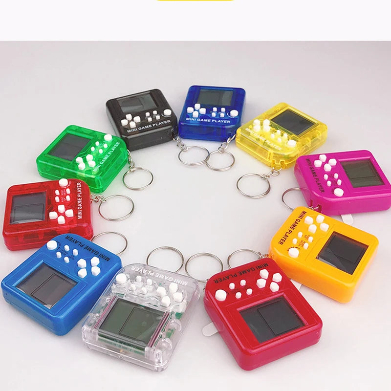 Mini Handheld Game Players Machine Pocket Game Console Built-in 23 Games Use for Key Chain Ring Holder Kids Gift