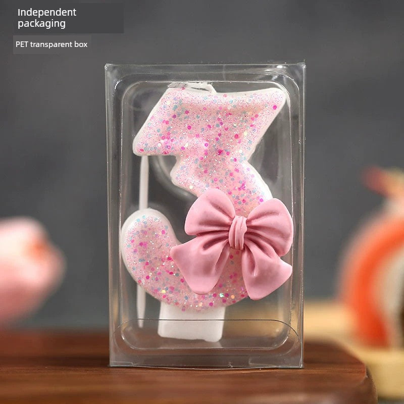 Cute Pink Bows Atmosphere Birthday Candle