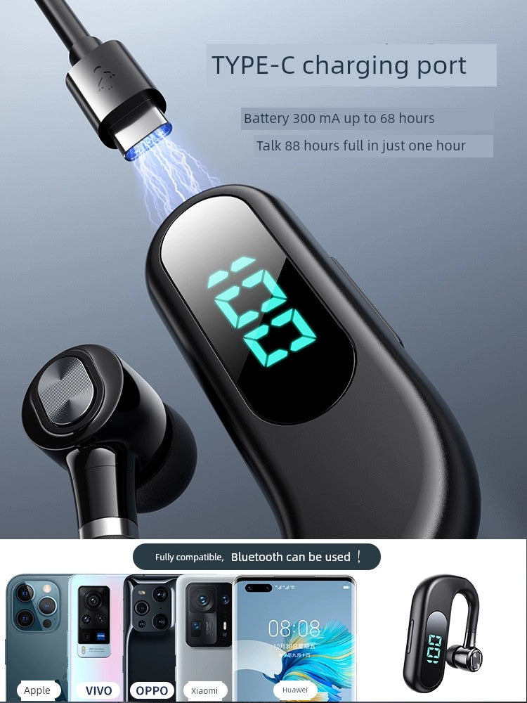 Bluetooth Headset Ear-Mounted Large Battery Ultra-Long Life Battery Take-out Rider Dedicated Business Driver Driving Single Ear One