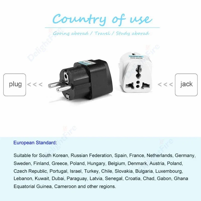 EU KR Plug Travel Adapter Converter US AU UK To European Euro European South Korea AC Power Adapter Electrical Socket Outlet