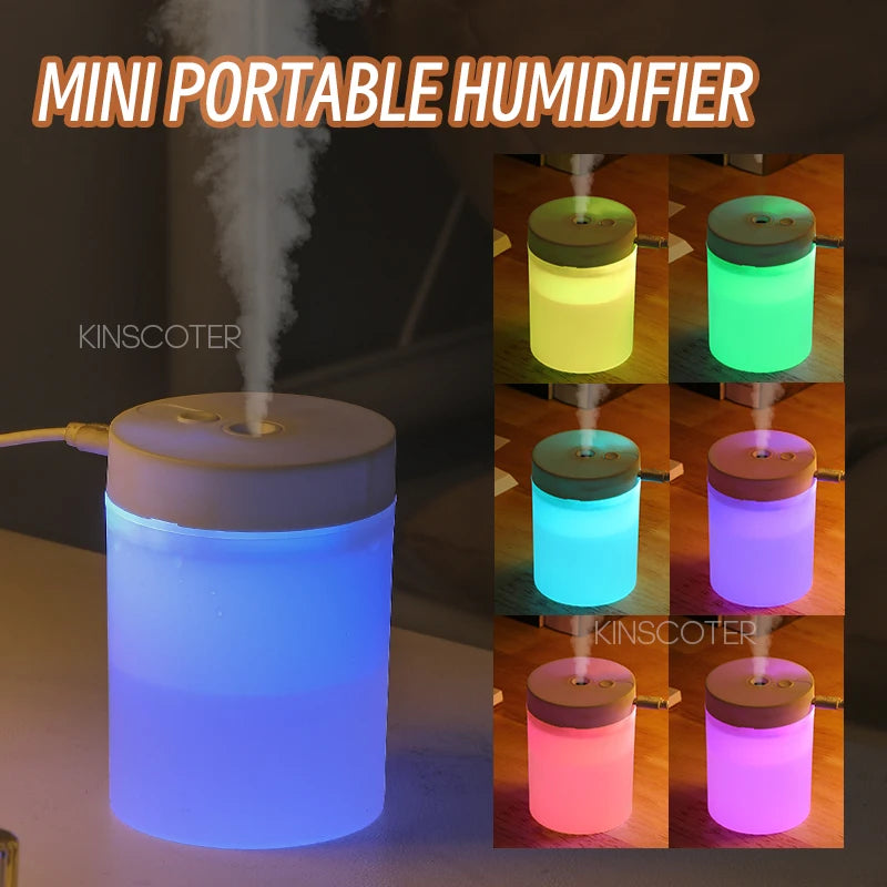 Silent Mini Humidifier 200ml USB Air Humidifier Car Mist Diffuser Water Sprayer with Color LED Night Light for Office Bedroom