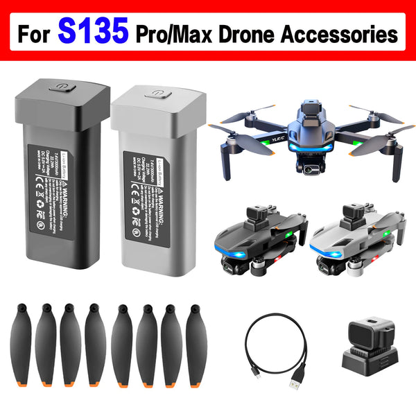 S135 Drone Battery 7.4V 3000mAh Original Battery For S135 PRO Propeller Parts Obstacle Avoidance S135MAX Dron Battery USB Blades